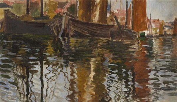 Fischerboote Im Hafen (von Chioggia?) by Max Eduard Giese