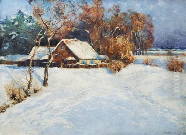 Winter Sun Oil Painting by Max Eduard Giese