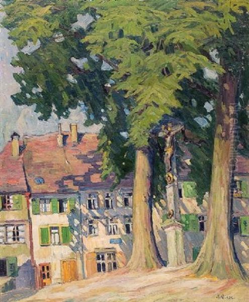 Sonniger Munchner Platz Oil Painting by Max Eduard Giese