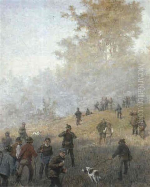 Jagdgesellschaft Oil Painting by Hermann Giesel