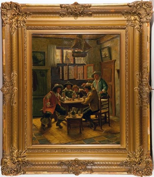 Manner Im Wirtshaus Oil Painting by Wilhelm Giessel