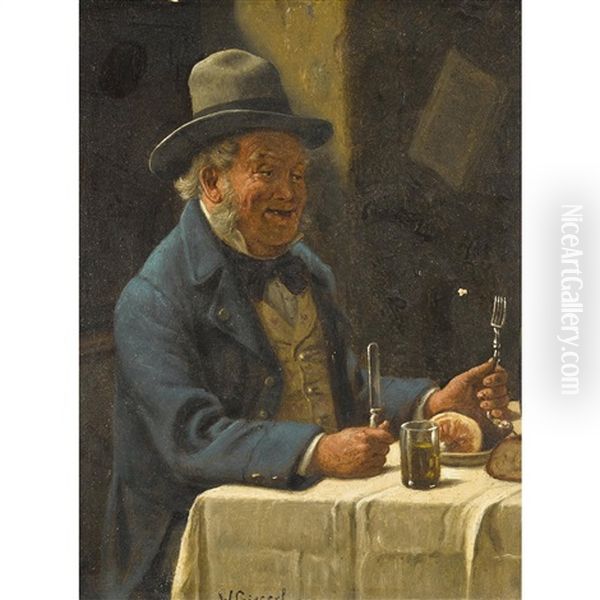 Der Herr Am Tisch Oil Painting by Wilhelm Giessel