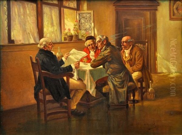 Political News Oil Painting by Wilhelm Giessel