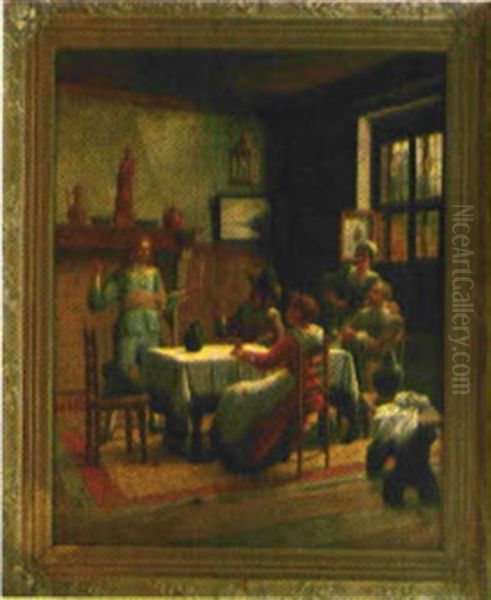 Ein Toast, Frohliche Runde Im Wirtshaus Oil Painting by Wilhelm Giessel