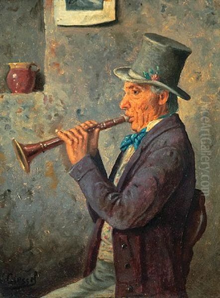 The Musician (+ The Drinker; Pair) Oil Painting by Wilhelm Giessel