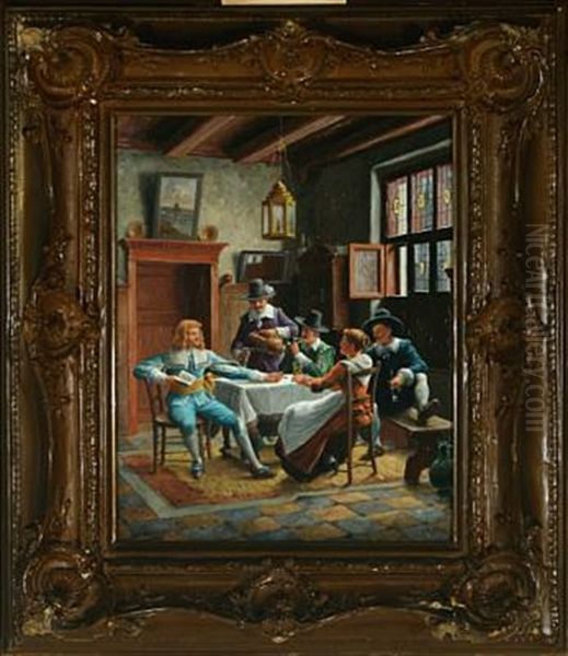 Interior Oil Painting by Wilhelm Giessel