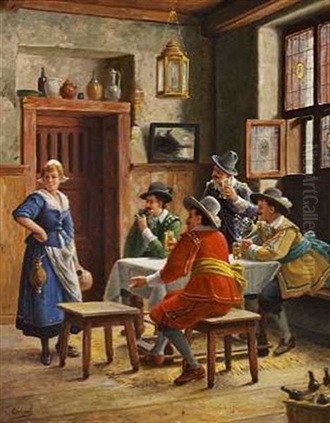 Scene Fra En Kro Oil Painting by Wilhelm Giessel