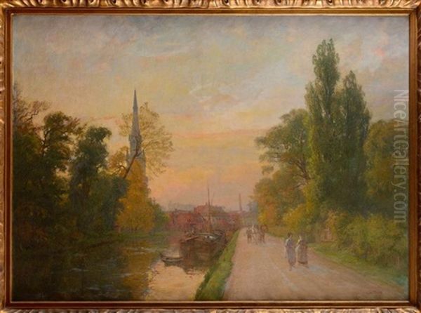 Vue De Wambrechies Oil Painting by Leon Giffard