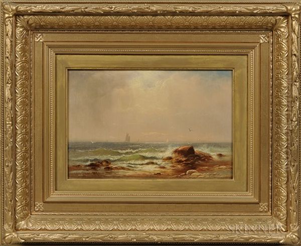 Rocky Beach And Sailing Vessels Oil Painting by Charles Henry Gifford