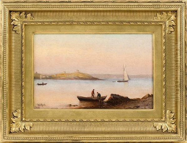 Coastal Scene With Men And A Dory In The Foreground Oil Painting by Charles Henry Gifford