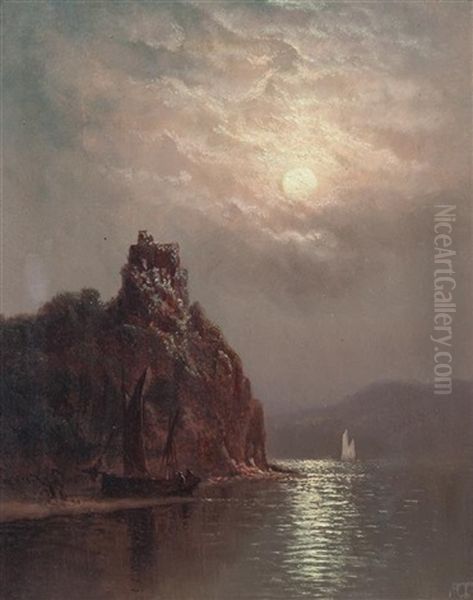 Moonlit Ships Oil Painting by Charles Henry Gifford