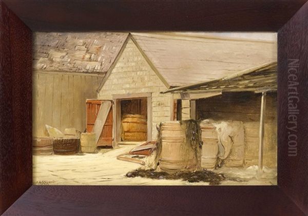 Provincetown Barn And Barrels Oil Painting by Charles Henry Gifford