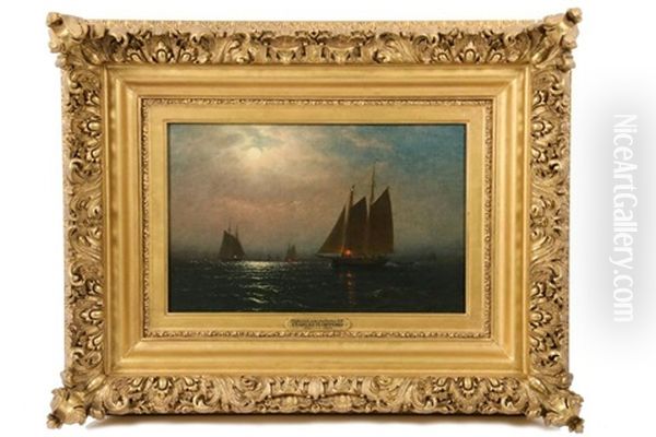 Nightfall Over The Harbor Oil Painting by Charles Henry Gifford