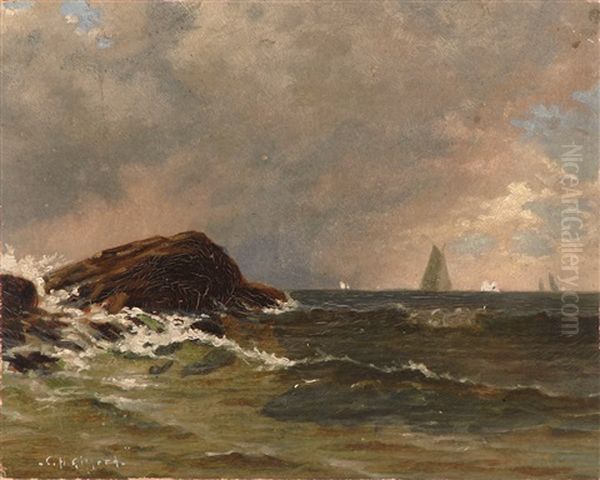 Sailing Off A Rocky Coast Oil Painting by Charles Henry Gifford