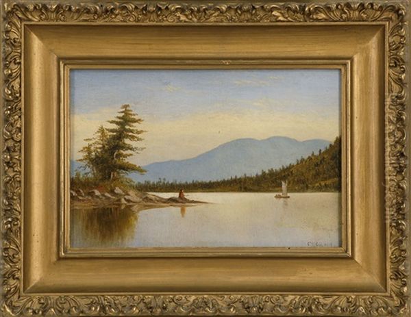 A Day Of Fishing On The Lake, Possibly Lake George Oil Painting by Charles Henry Gifford