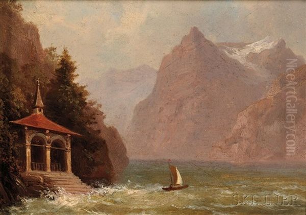 The Lakeside Chapel Oil Painting by Charles Henry Gifford