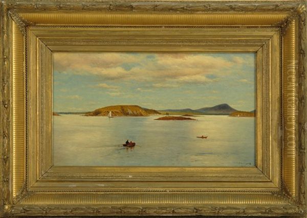 Coastal Scene With Figures In Dories Oil Painting by Charles Henry Gifford