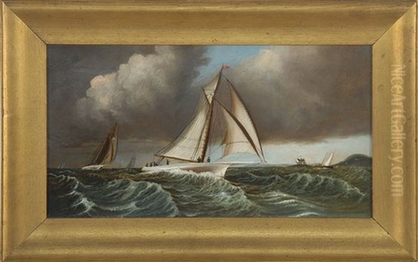 Racing Off Point Judith, Rhode Island Oil Painting by Charles Henry Gifford