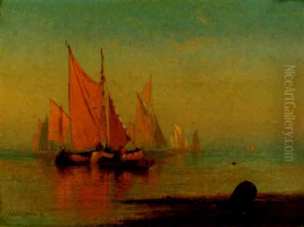 Boats At Dusk Oil Painting by Charles Henry Gifford