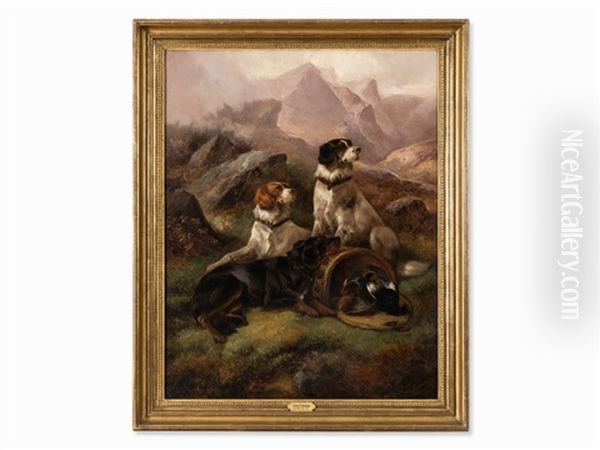 Hunting Dogs With Prey Oil Painting by John Gifford