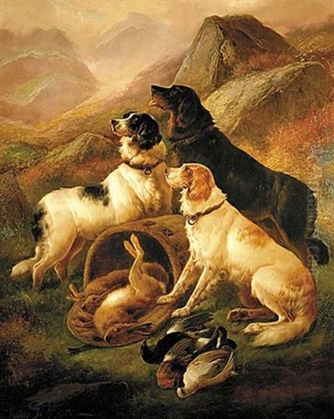 Portrait Of Hunting Dogs With Game Oil Painting by John Gifford