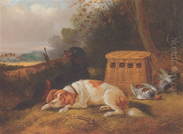 Spaniels After The Hunt Oil Painting by John Gifford