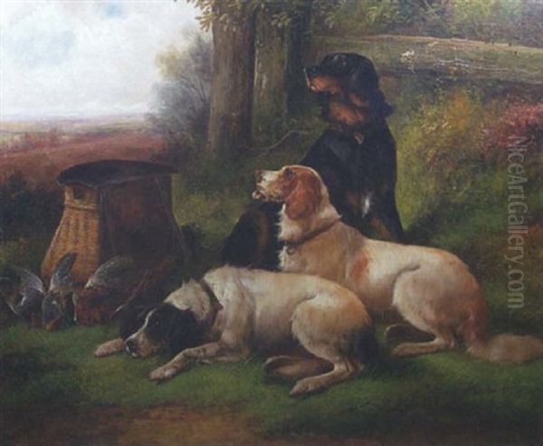 Game Keeper's Dogs Oil Painting by John Gifford