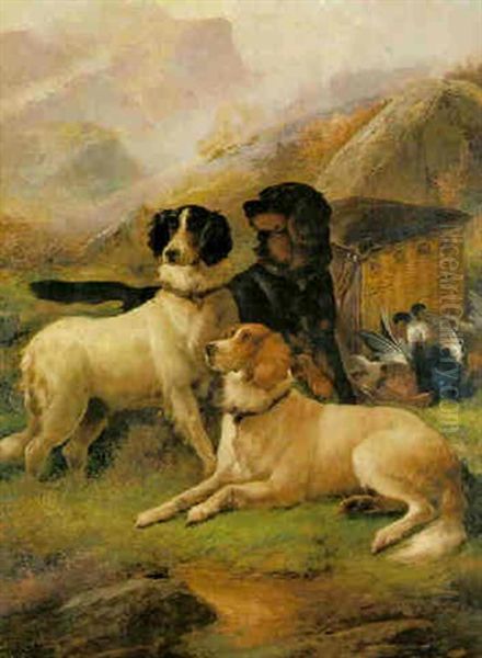 Gun Dogs With The Day's Bag Oil Painting by John Gifford