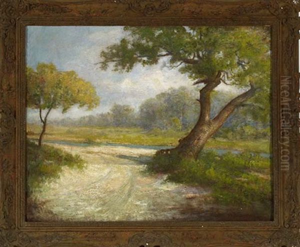 Windsept Trees Near The River's Edge Oil Painting by Robert Swain Gifford