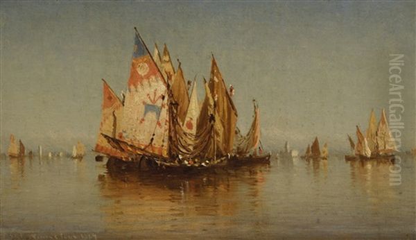 Venetian Fishing Boats Oil Painting by Sanford Robinson Gifford