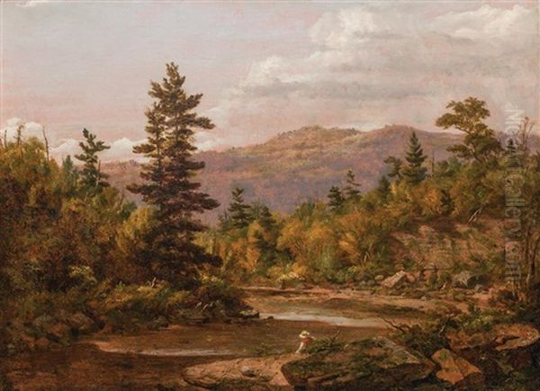 View From Schoharie Kill Oil Painting by Sanford Robinson Gifford