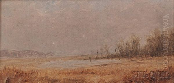 Hudson River Marshes, A Study Oil Painting by Sanford Robinson Gifford