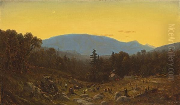 A Sketch Of Hunter Mountain, Catskills (twilight On Hunter Mountain) Oil Painting by Sanford Robinson Gifford