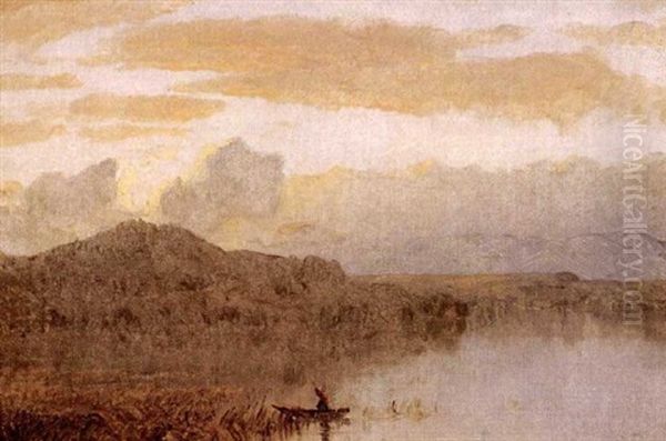 Sketch Of South Bay, On The Hudson, Near Hudson, New York Oil Painting by Sanford Robinson Gifford