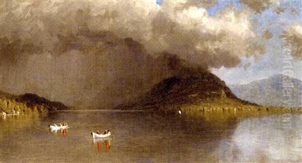 Coming Rain On Lake George (sketch) Oil Painting by Sanford Robinson Gifford