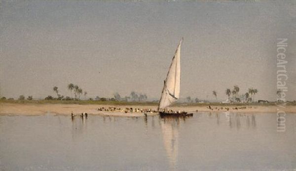 A Sketch On The Nile, 1869 Oil Painting by Sanford Robinson Gifford