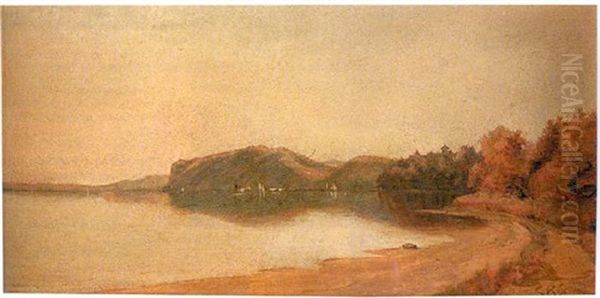 Hook Mountain, Hudson River Landscape Oil Painting by Sanford Robinson Gifford