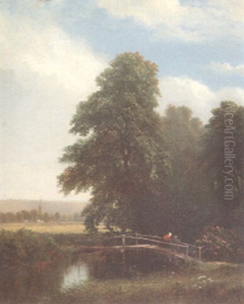 The Darent River, Kent, England Oil Painting by Sanford Robinson Gifford