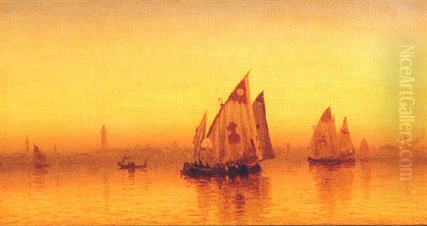 A Venetian Twilight Oil Painting by Sanford Robinson Gifford