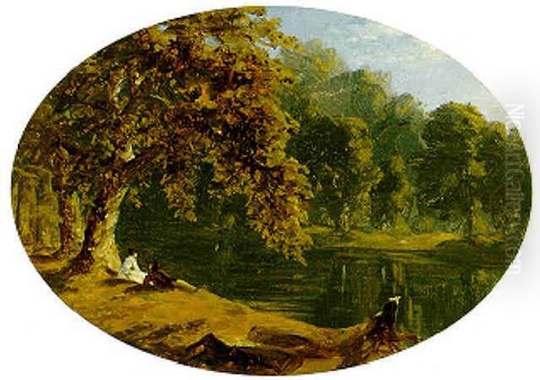 The Riverside Oil Painting by Sanford Robinson Gifford