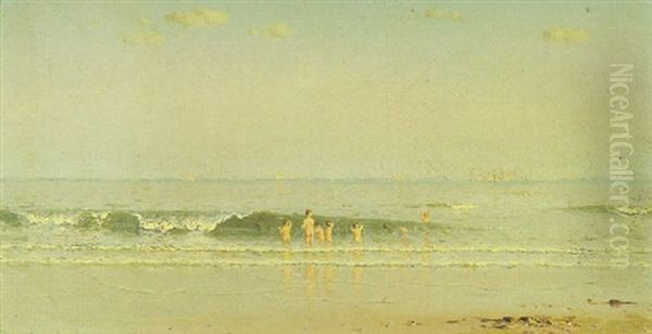 On The Sea_shore, Looking Eastward At Sunset Oil Painting by Sanford Robinson Gifford