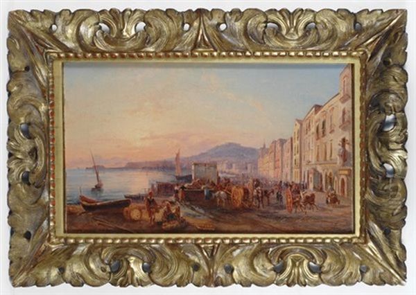 Veduta Di Napoli Da Marinella Oil Painting by Ercole Gigante