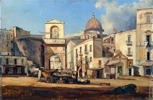 Mercato A Porta Capuana Oil Painting by Ercole Gigante