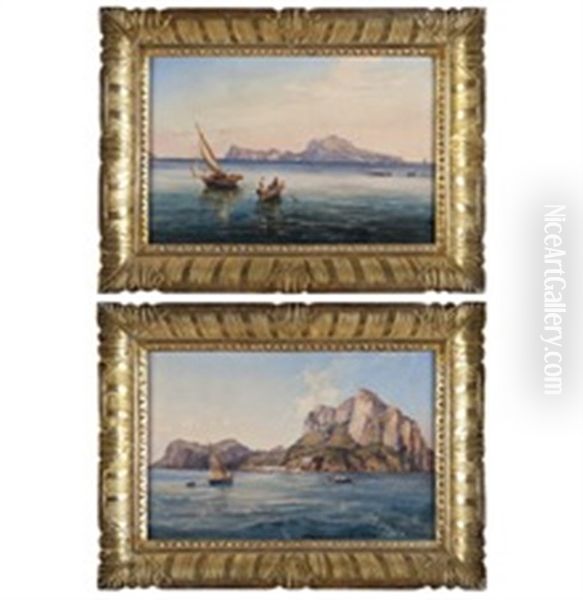 Vedute Dell'isola Di Capri (pair) Oil Painting by Ercole Gigante