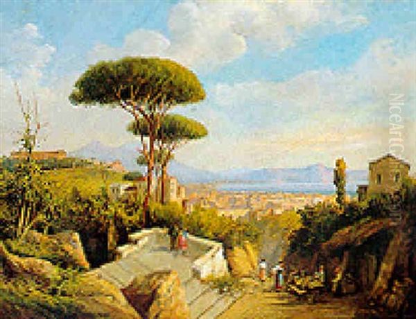 Il Golfo Di Napoli Da Posillipo Oil Painting by Ercole Gigante