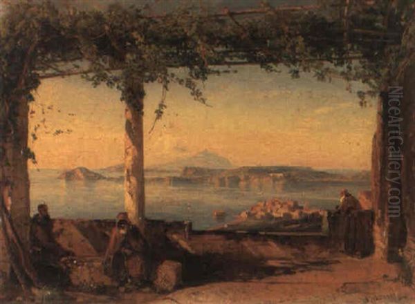 Pozzuoli From The Camaldolesi Monastery Oil Painting by Ercole Gigante