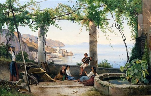 Terrazza Ad Amalfi Oil Painting by Giacinto Gigante