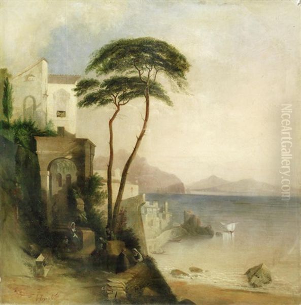 Bay Of Naples Oil Painting by Giacinto Gigante