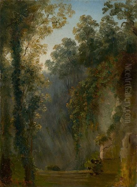 Park Study Oil Painting by Giacinto Gigante