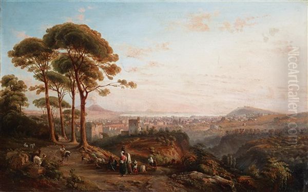 View Of Naples As Seen From La Conocchia Oil Painting by Giacinto Gigante